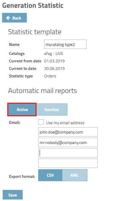 Statistic template: Automatic mail reports active